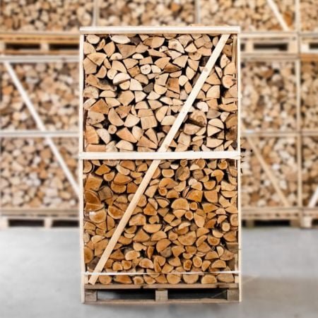 Hele pallet ovengedroogd gekloofd berken/essen haardhout mix 25cm - Afbeelding 3